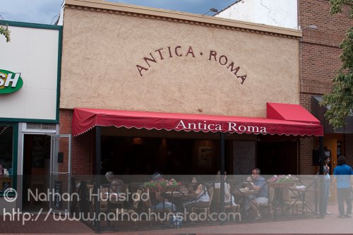 The Antica Roma restaurant on the Pearl Street Mall in Boulder, CO